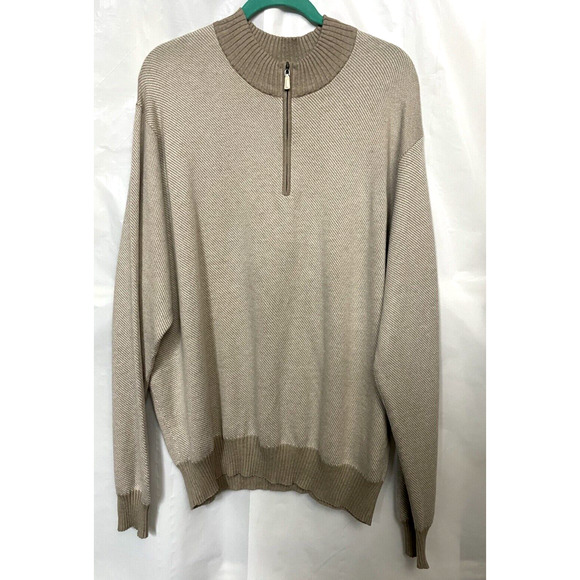 Peter Millar Luxury Cashmere Blend Sweater Tan 1/4 Zip Golf Men's Size X Large - Picture 2 of 9